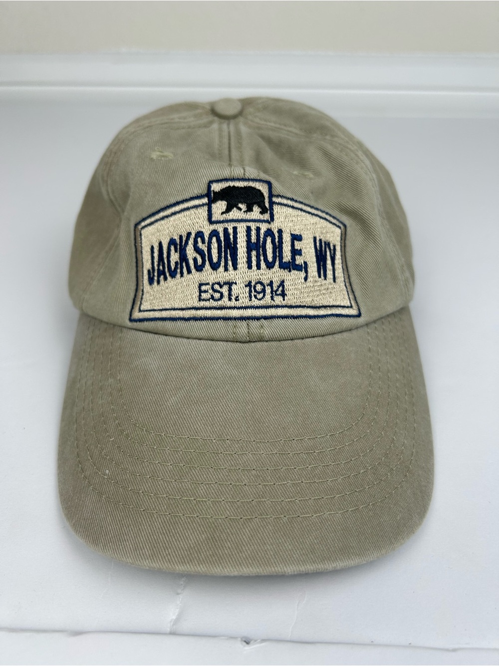 DK Jackson Hole WY Adjustable Baseball Cap Hat Green Cotton Embroidered Logo